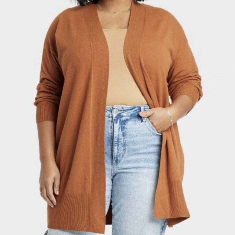 Ava & Viv Cardigan Brown Open-Front Sweater Sz 3X